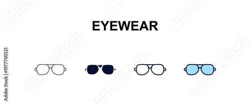 eyewear multi-style outline icon set - fashion concept. Thin line, regular, filled, colored eyewear icon