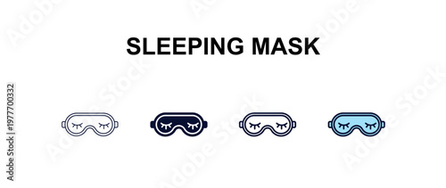 sleeping mask multi-style outline icon set - fashion concept. Thin line, regular, filled, colored sleeping mask icon