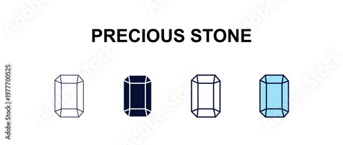 precious stone multi-style outline icon set - fashion concept. Thin line, regular, filled, colored precious stone icon