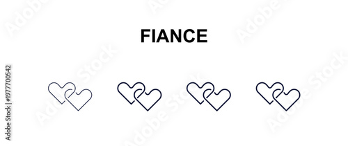 fiance multi-style outline icon set - fashion concept. Thin line, regular, filled, colored fiance icon