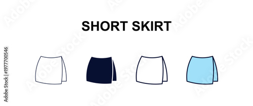 short skirt multi-style outline icon set - fashion concept. Thin line, regular, filled, colored short skirt icon
