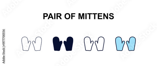 pair of mittens multi-style outline icon set - fashion concept. Thin line, regular, filled, colored pair of mittens icon
