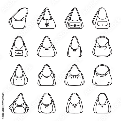 Collection of Handbag Silhouettes with Diverse Styles for Fashion Design