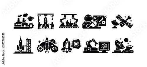 Space exploration and technology icons collection