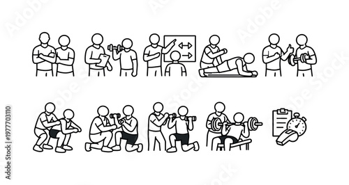 Personal trainer guiding clients through various fitness exercises and workouts