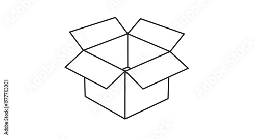 A 3d vector illustration of an open white gift box and empty cardboard cube container for business packaging or a Christmas present