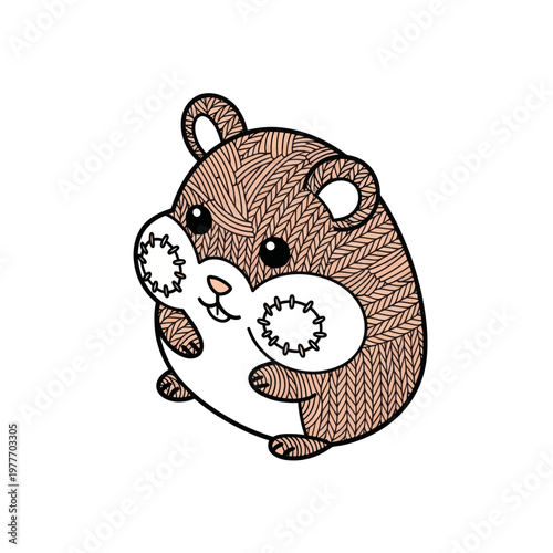 Adorable Hamster Illustration with Stuffed Cheeks and Cute Design.