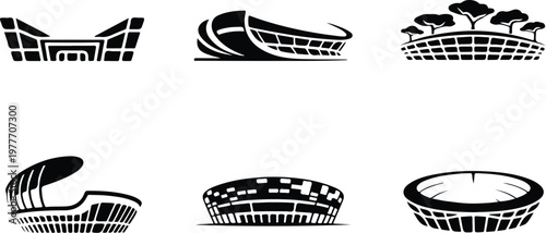 Stadium Silhouette Icon Sports Arena Outline Design