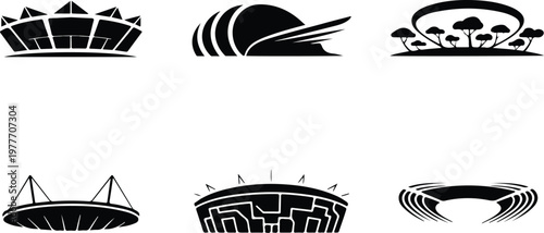 Stadium Silhouette Icon Sports Arena Outline Design