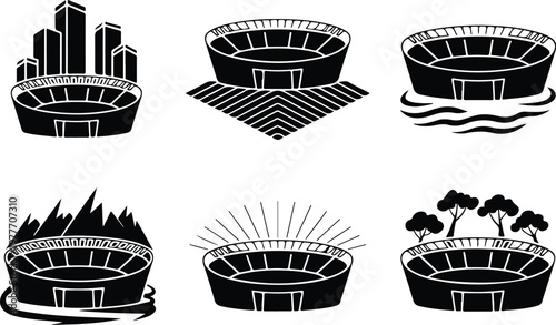 Stadium Silhouette Icon Sports Arena Outline Design