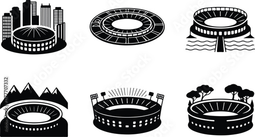 Stadium Silhouette Icon Sports Arena Outline Design