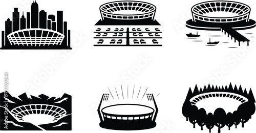 Stadium Silhouette Icon Sports Arena Outline Design