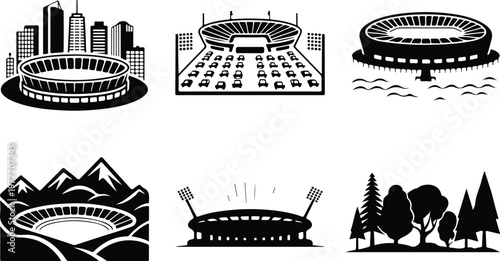 Stadium Silhouette Icon Sports Arena Outline Design