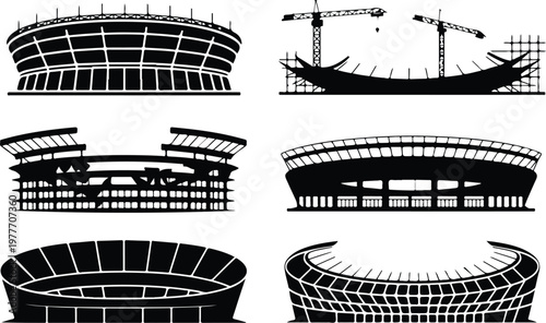 Stadium Silhouette Icon Sports Arena Outline Design
