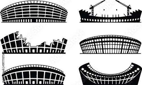 Stadium Silhouette Icon Sports Arena Outline Design