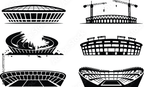 Stadium Silhouette Icon Sports Arena Outline Design