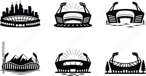 Stadium Silhouette Icon Sports Arena Outline Design