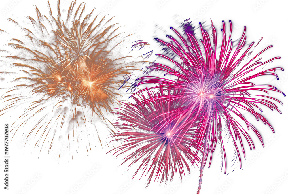 Obraz premium Bronze magenta firework mix burst spark light festive celebration party event holiday show glow effect