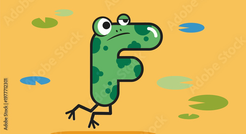 Wallpaper Mural Green Frog Letter F Cartoon. Torontodigital.ca