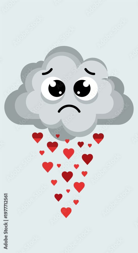 Fototapeta premium Sad Cloud with Red Hearts.
