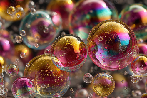 Iridescent Soap Bubbles A Macro View of Rainbow Reflections.