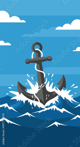 Wallpaper Mural Large Anchor in Ocean Water. Torontodigital.ca