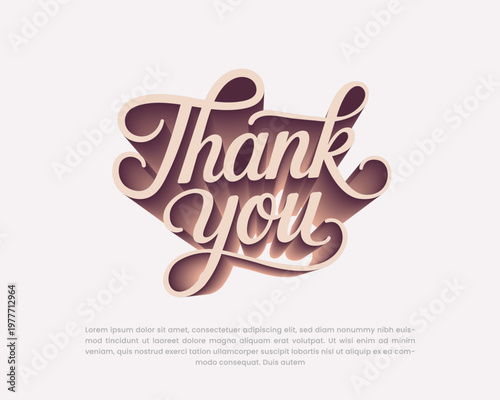 Thank You 3D Text, Modern Typography Design, Creative Greeting Word Art Vector Illustration, Thank You
