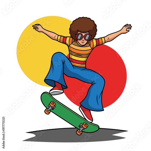 Teenager doing skateboard tricks.