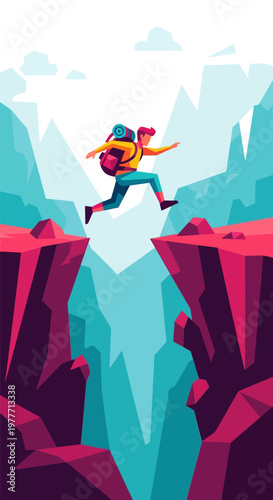 Wallpaper Mural Man jumping over cliff edge. Torontodigital.ca