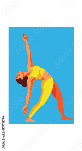 Woman in Yoga Pose Stretching.