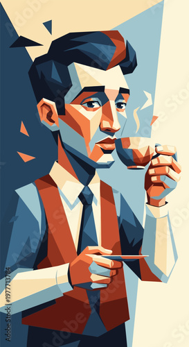 Wallpaper Mural Man Smoking Cigarette Illustration. Torontodigital.ca