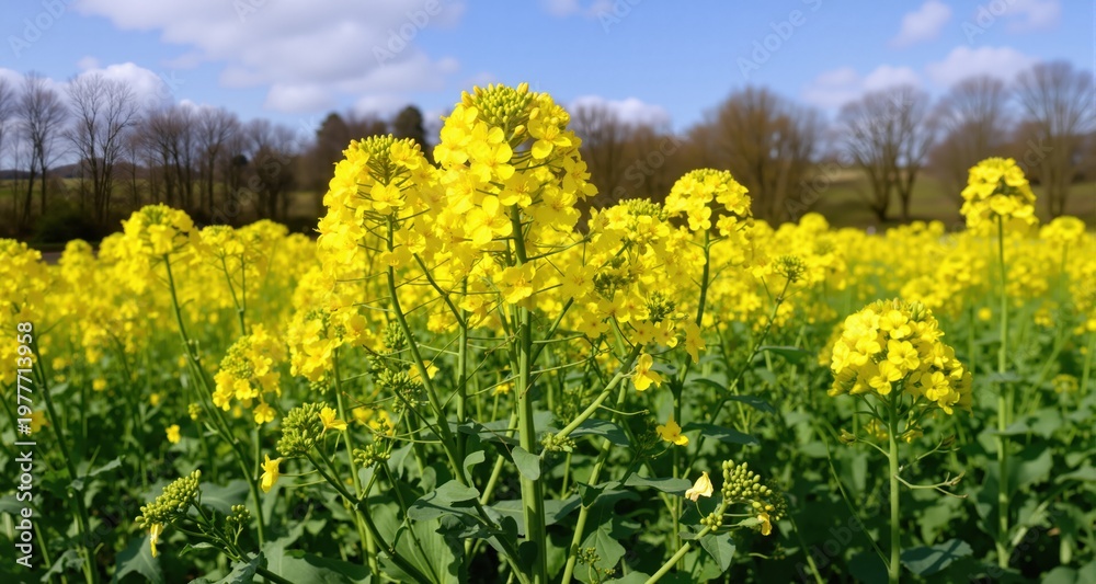 Obraz premium Brassica Napus or rapeseed plant flowering in spring