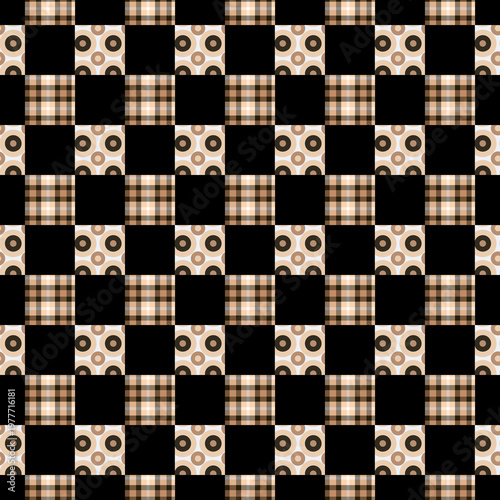 Black and Brown Patterned Checker Seamless Repeat
