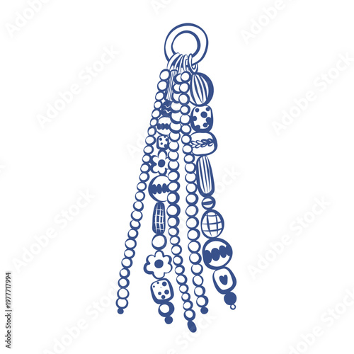 Doodle style keychain and pendant. Decorative key holder in flat design. Vector illustration.