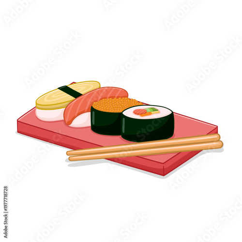 Japanese Sushi Assortment with Chopsticks