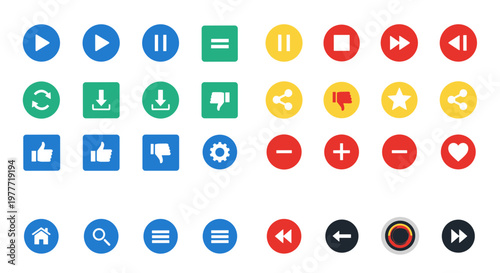 A colorful set of social media icons on transparent background