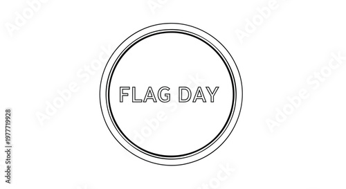 Simple line art representation of a circular badge commemorating a significant national observance day with patriotic symbolism