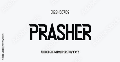 PRASHER Abstract sport modern alphabet fonts. Typography bold typeface design for sport, technology, fashion, digital, future creative logo font. vector illustration