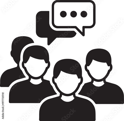 Team communication group discussion icon with communication, dialogue