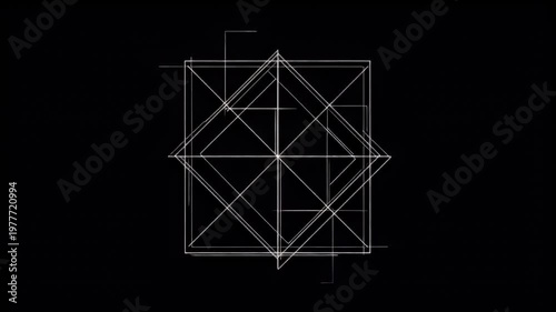 Wallpaper Mural Interwoven geometric lines form complex abstract pattern on black Torontodigital.ca