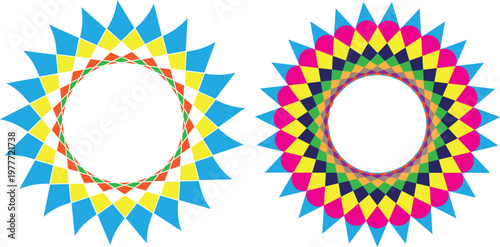 Abstract colorful floral frame vector design with bright decorative circle pattern for creative banner background
