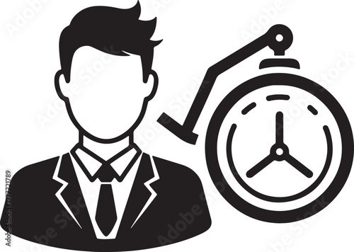 Businessman with clock and time management concept icon, businessman