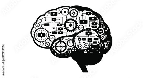 Cyborg brain with mechanical gears and circuits