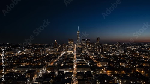 Wallpaper Mural Panoramic city skyline with illuminated buildings at dusk Torontodigital.ca