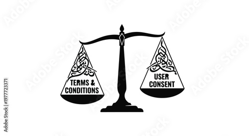 balance scale with terms and conditions and user consent