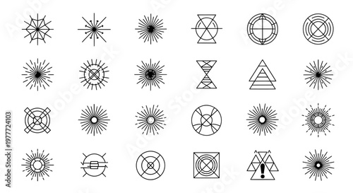 Collection of various geometric shapes and symbols.