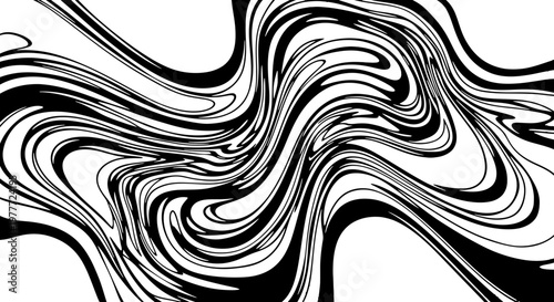 Black and white swirling abstract design.