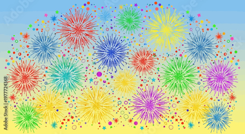 Colorful Fireworks Display Explosion Celebration Background