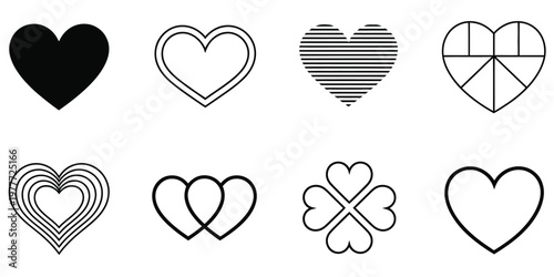 Heart, vector icon collection representing love, affection, and emotional reactions, clean modern flat design for apps, websites, and user interface projects.