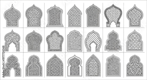 Intricate Islamic Archway Designs: Collection of Traditional Geometric Patterns